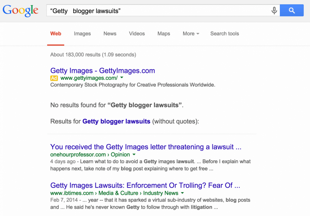 Getty Blogger Lawsuits