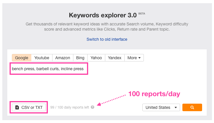 Ahrefs keywords explorer