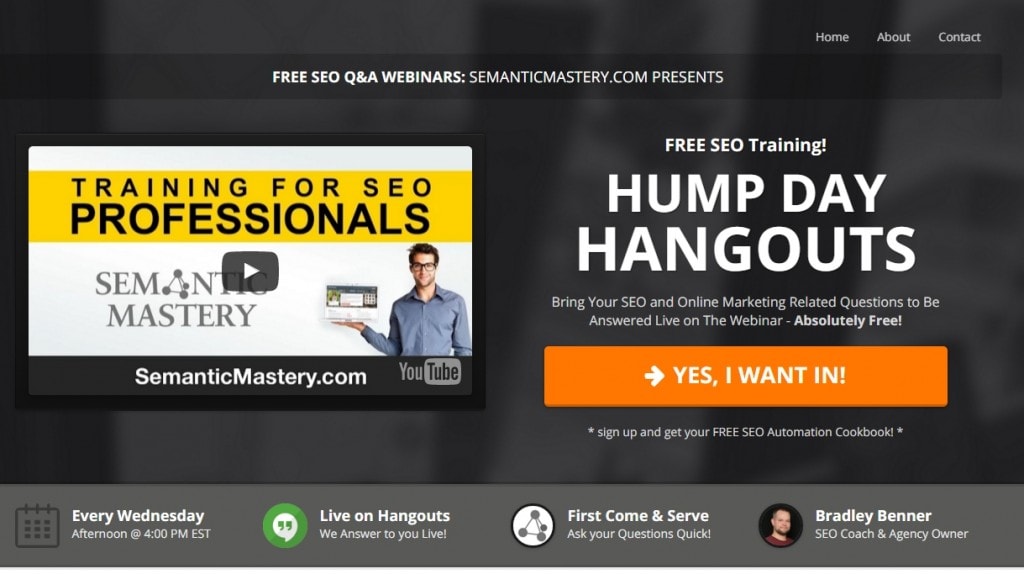 Pagina di compressione di Hangouts Hump Day Iscriviti