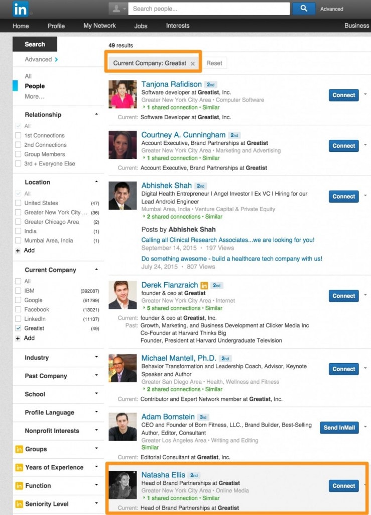 search Linkedin