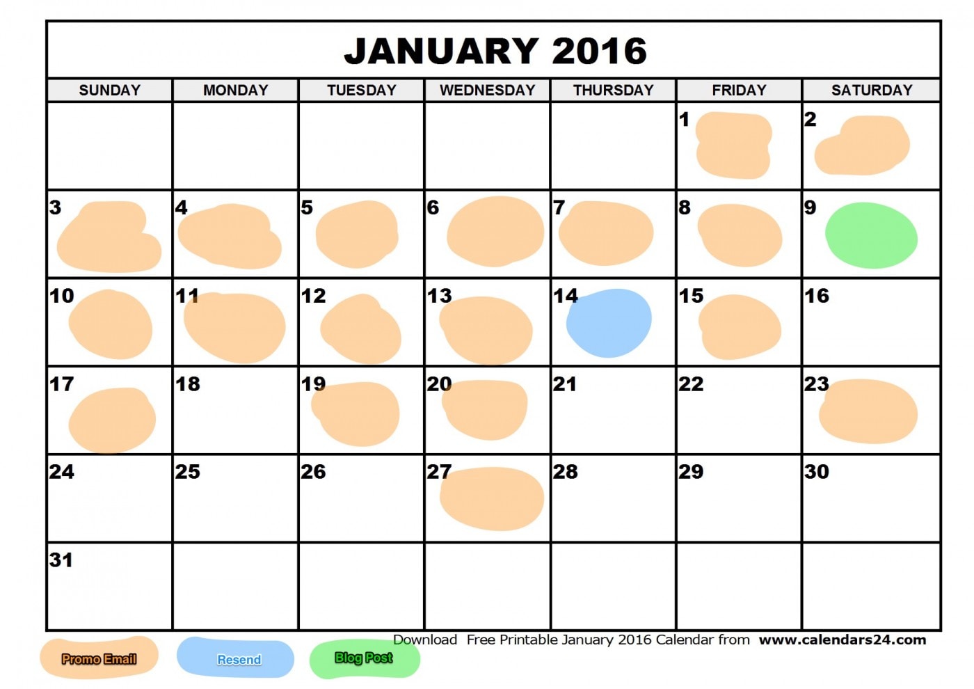 AH January 2016 calendar