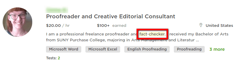 Upwork fact-checker