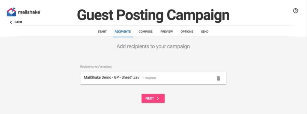 Mailshake Adding Recipients