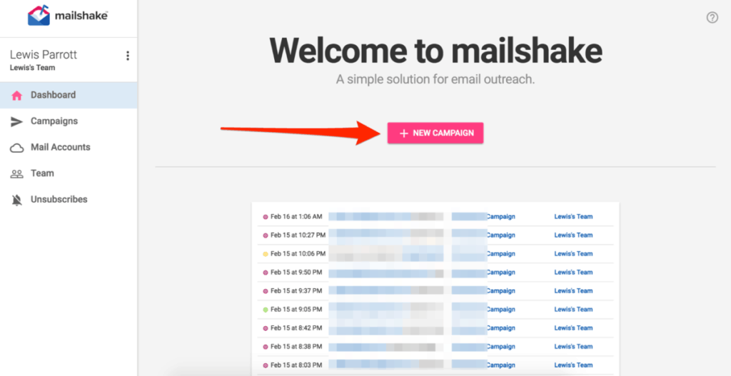 Mailshake Start New Campaign