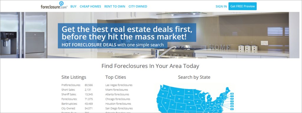 Foreclosuree Homepage Screenshot