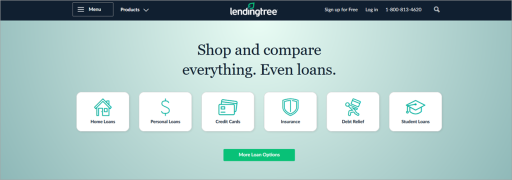 Lending Tree Homepage Screenshot