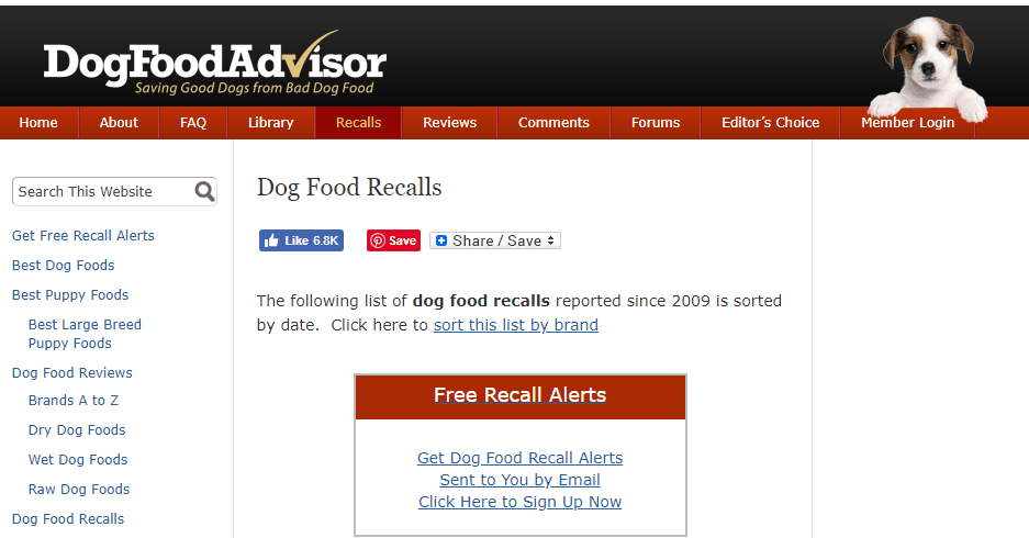 Dog Food Advisor food recalls