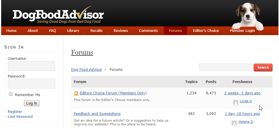 Dog Food Advisor forum