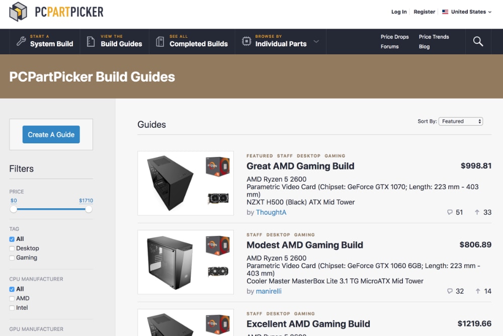 PCPartPicker Build Guides