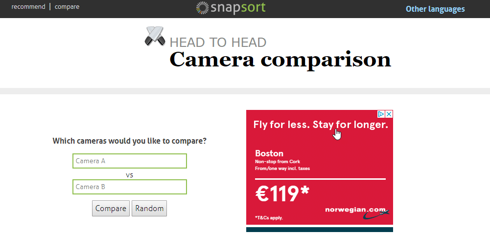 Snapsort camera comparison