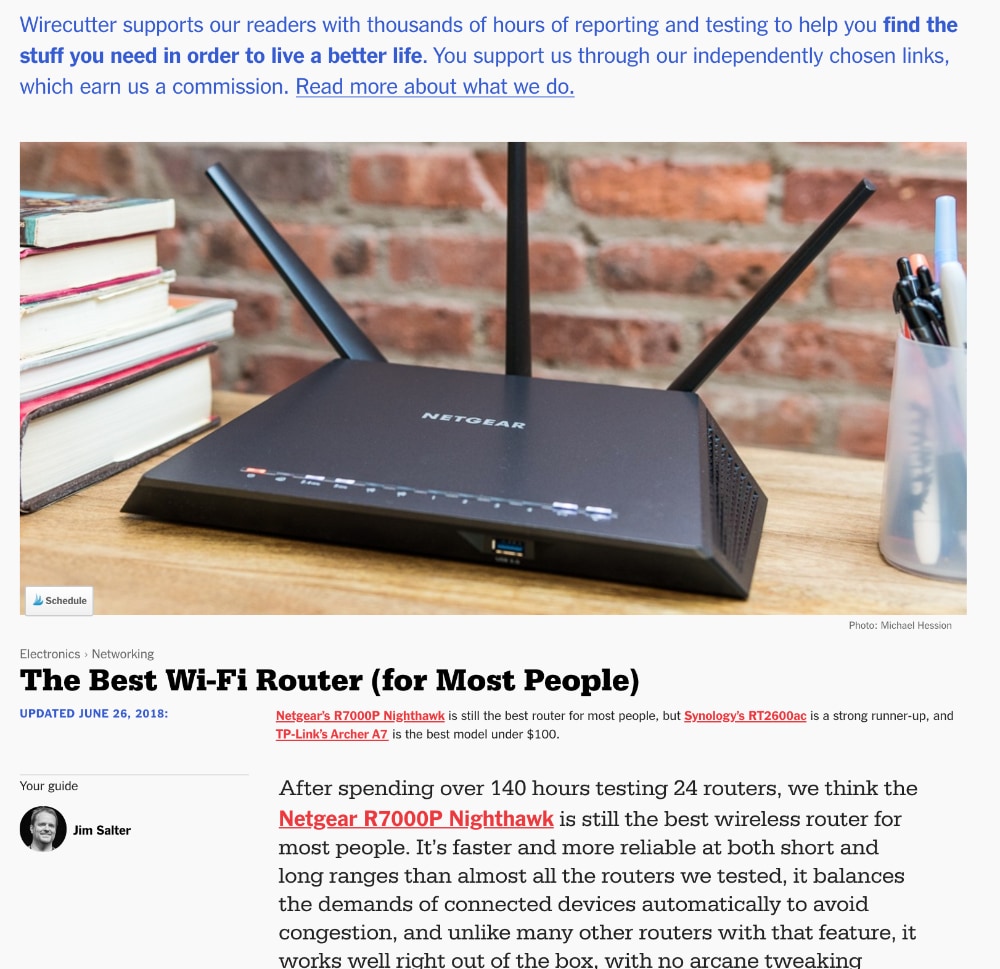 Wirecutter the best Wi-fi Router