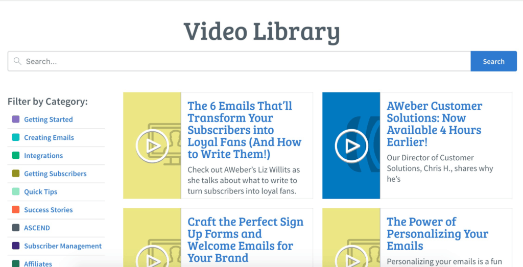 Libreria video AWeber