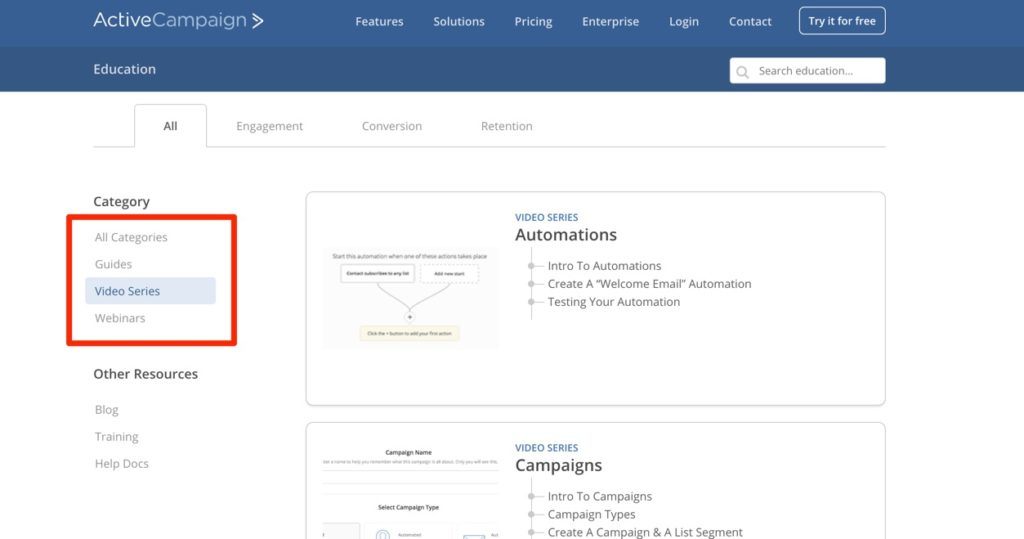 ActiveCampaign Education Dashboard