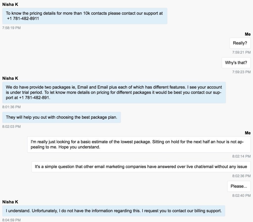 Constant Contact Chat Support Pricing Question