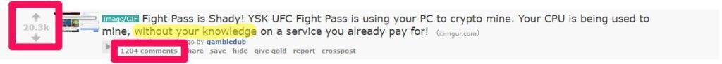 UFC Using PCs to Cryptomine Reddit Discussion