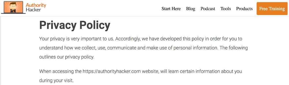 AuthorityHacker Privacy Policy