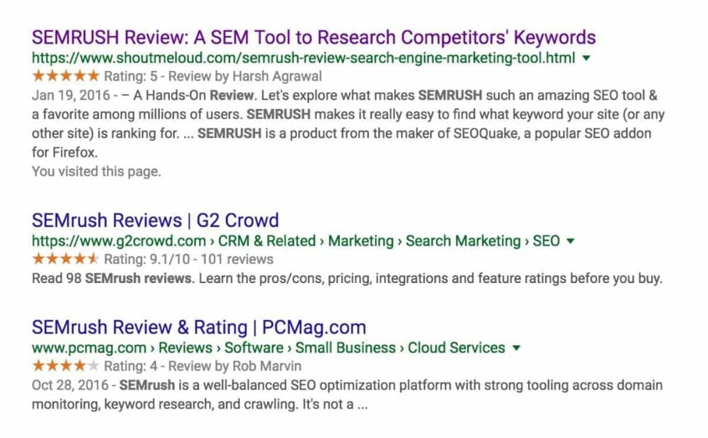 SEMRush Serps