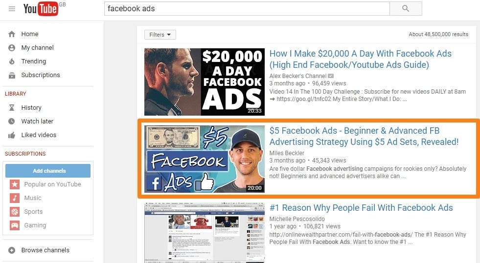 Youtube Facebook Ads video from Miles Beckler