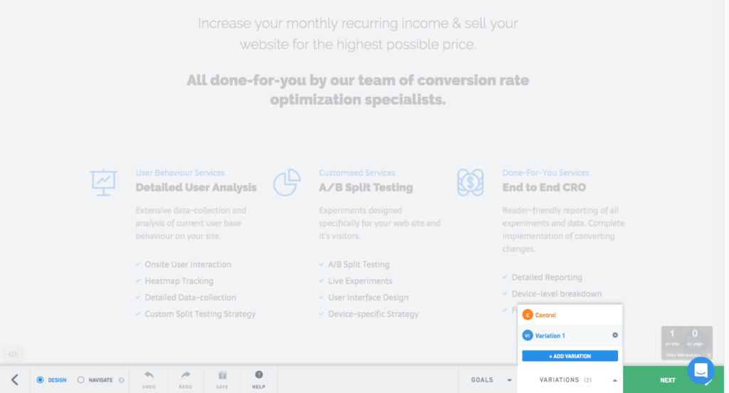 AB Test in Visual Website Optimizer