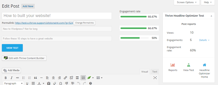 Thrive Headline Optimizer Options