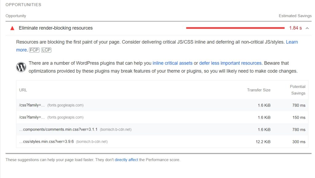 Wp Rocket Test Render Blocking Issues