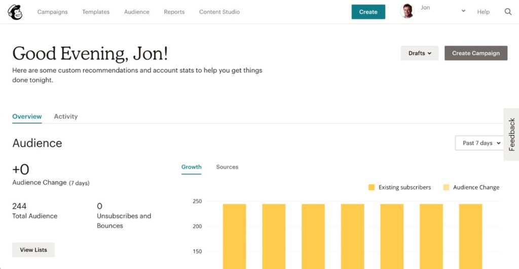 Mailchimp Dashboard Ui