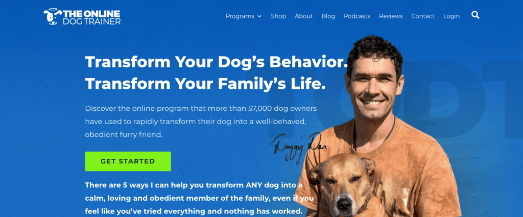 The Online Dog Trainer Homepage