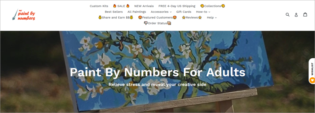 Paint By Numbers Homepage Screenshot