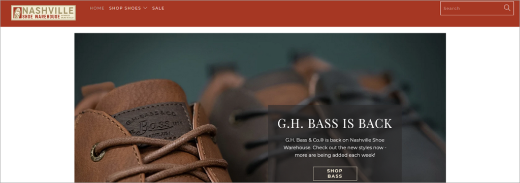 Nashville Shoe Homepage Screenshot