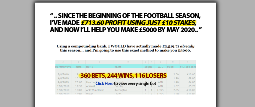 5k Betting System Homepage Screenshot