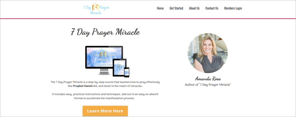 7 Day Prayer Miracle Homepage Screenshot