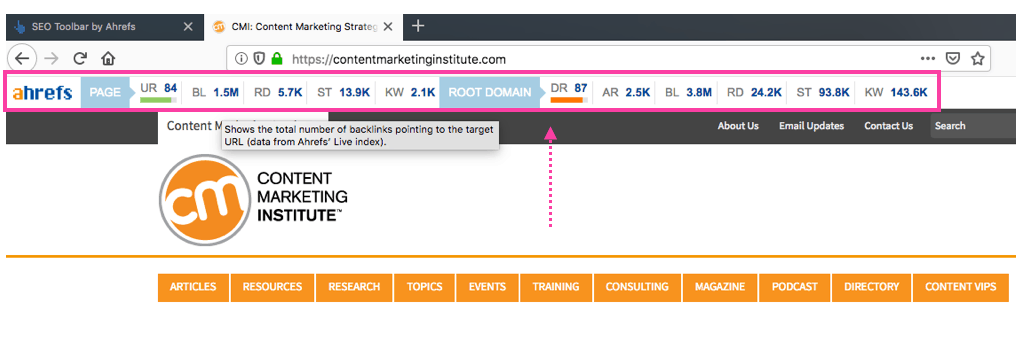 SEO Toolbar Domain/Page Level Stats