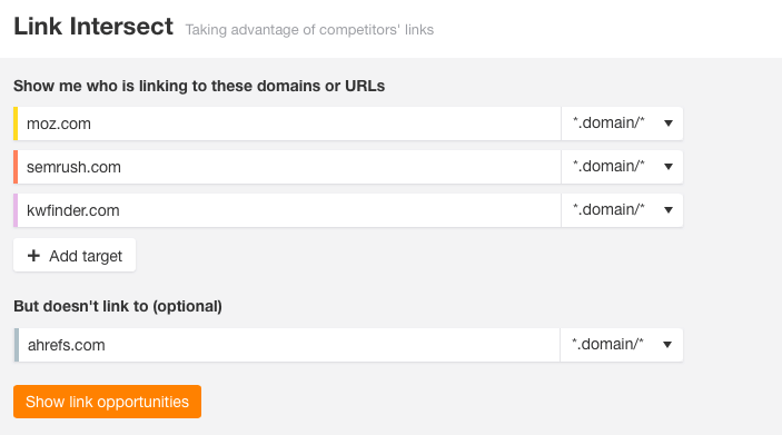 Ahrefs Link Intersect