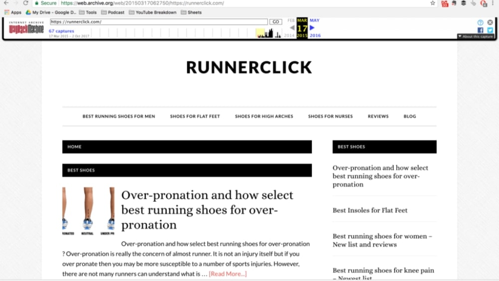 Runner Click Homepage in 2015