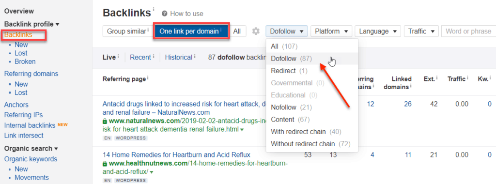 Ahrefs Dofollow Backlinks