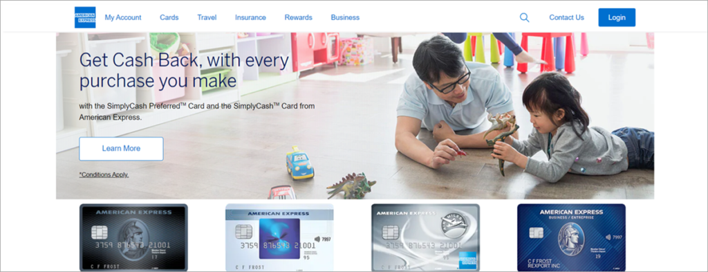 American Express Canada Homepage Screenshot