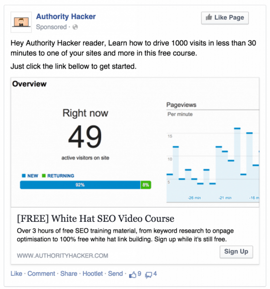 Authority Hacker Facebook Ad Authority Hacker Facebook Ad