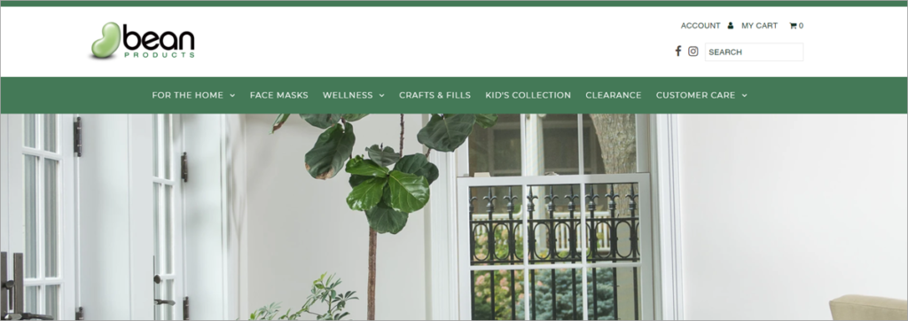 Bean Products Homepage Screenshot