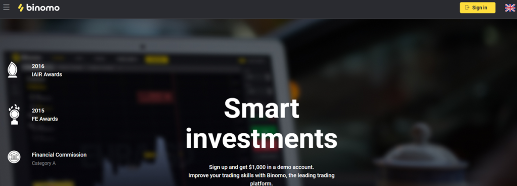 Binomo Homepage Screenshot