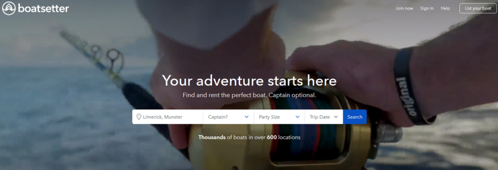 Boat Setter Homepage Screenshot