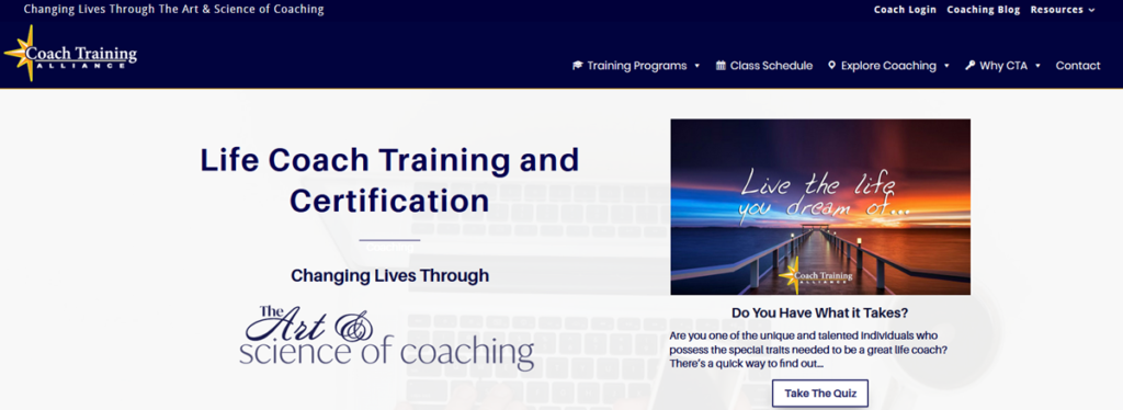Coach Training Alliance Homepage Screenshot