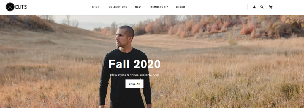 Cuts Clothing Homepage Screenshot