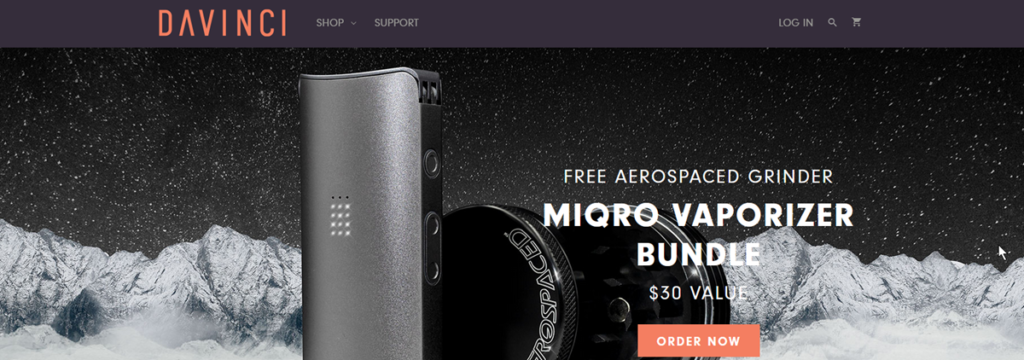 Davinci Vaporizers Homepage Screenshot