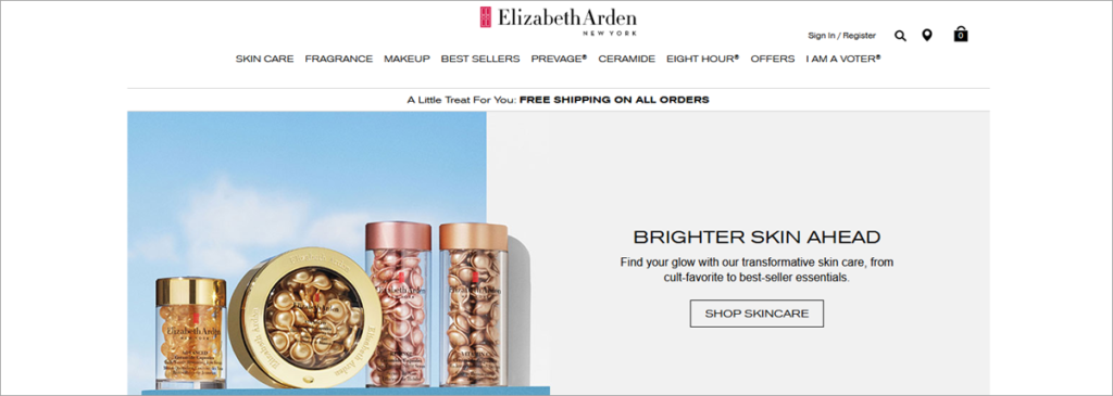Elizabeth Arden Homepage Sceenshot