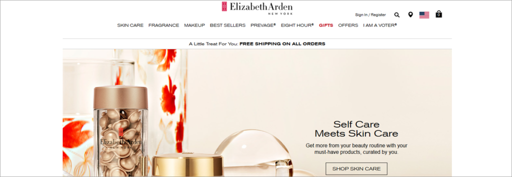 Elizabeth Arden Homepage Screenshot
