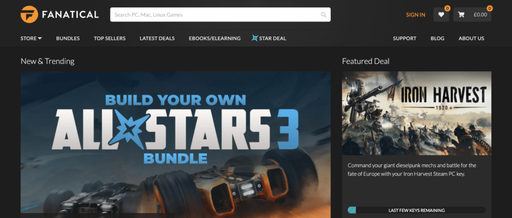 Fanatical Homepage