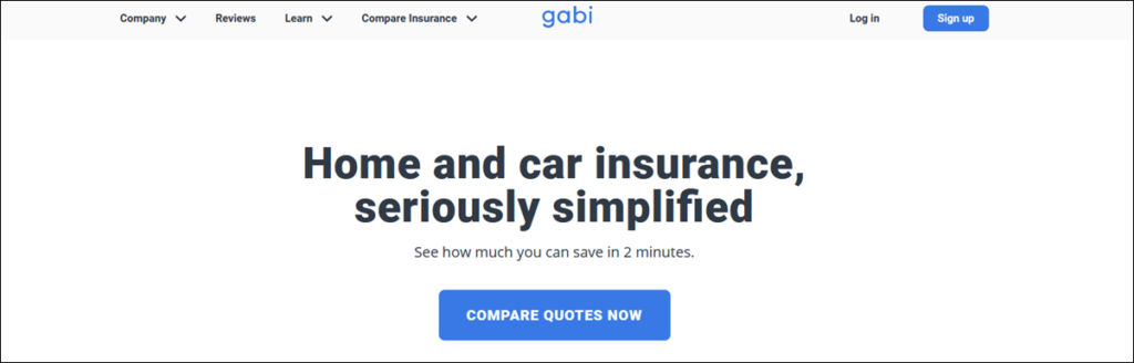 Gabi Insurance Homepage Screenshot