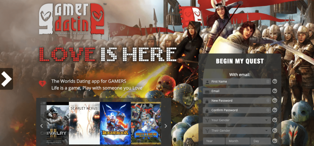 Gamer Dating Homepage
