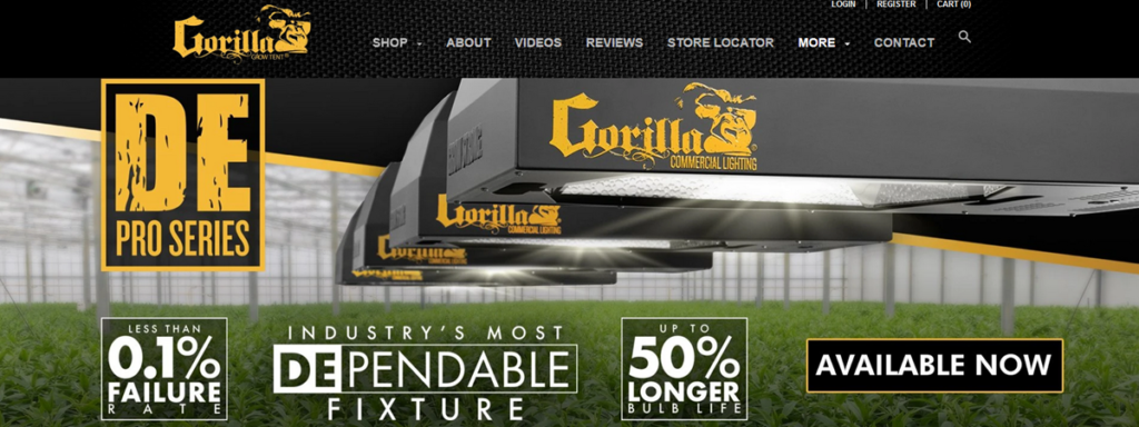 Gorilla Grow Tent Homepage Screenshot