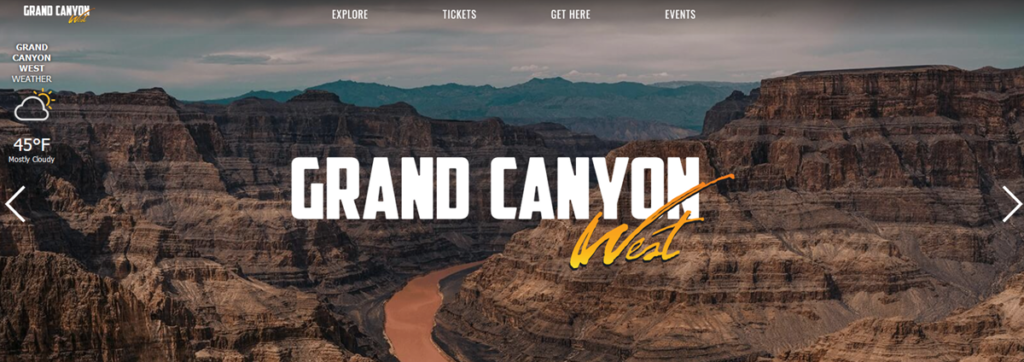 Grand Canyon West Homepage Screenshot